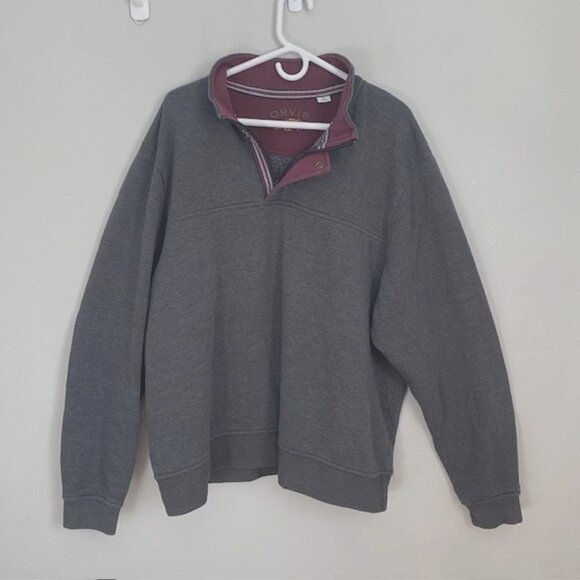 Orvis Men's Pullover Gray Size 2XL Nantucket 1/4 snap Zip Hiking Fleece Lined - Picture 3 of 11